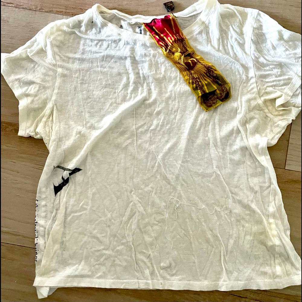 White Short-Sleeve Crewneck Women's Top